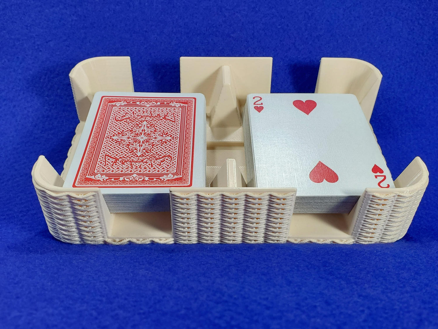 Basket Weave Design Two-Deck Card Tray: Clásico Brand, Plastic Playing Card Accessory