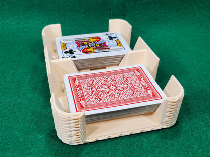 Basket Weave Design Two-Deck Card Tray: Clásico Brand, Plastic Playing Card Accessory
