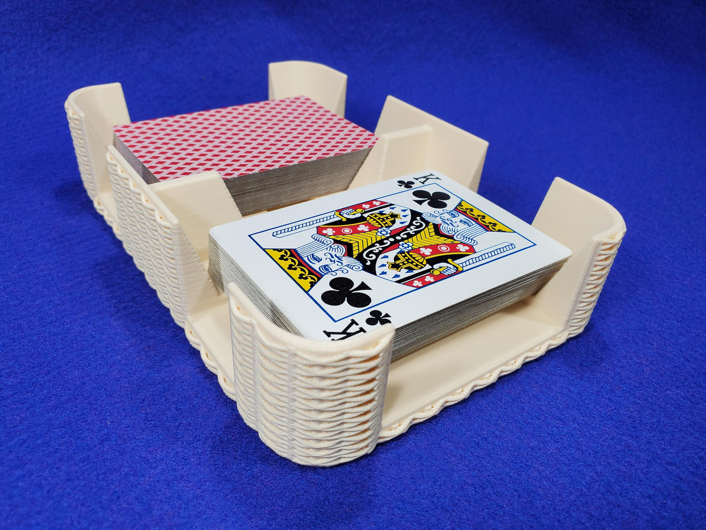 Basket Weave Design Two-Deck Card Tray: Clásico Brand, Plastic Playing Card Accessory