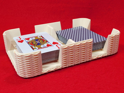 Basket Weave Design Two-Deck Card Tray: Clásico Brand, Plastic Playing Card Accessory