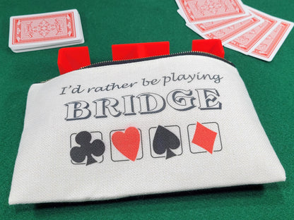 I'd Rather be Playing Bridge, Linen Zipper Pouch: Personalized Card Game Night Bag