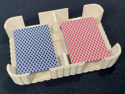 Basket Weave Design Two-Deck Card Tray: Clásico Brand, Plastic Playing Card Accessory