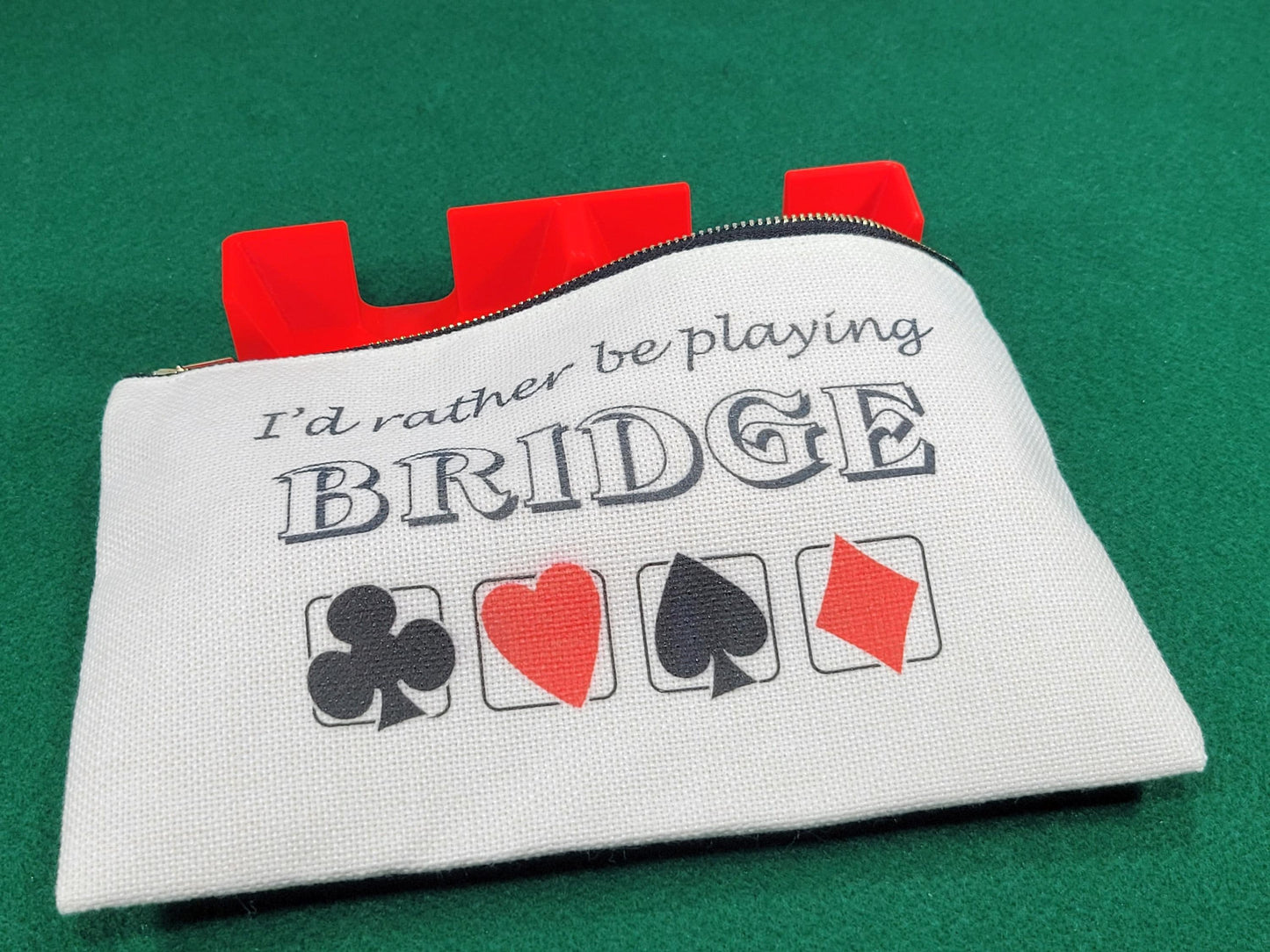 I'd Rather be Playing Bridge, Linen Zipper Pouch: Personalized Card Game Night Bag