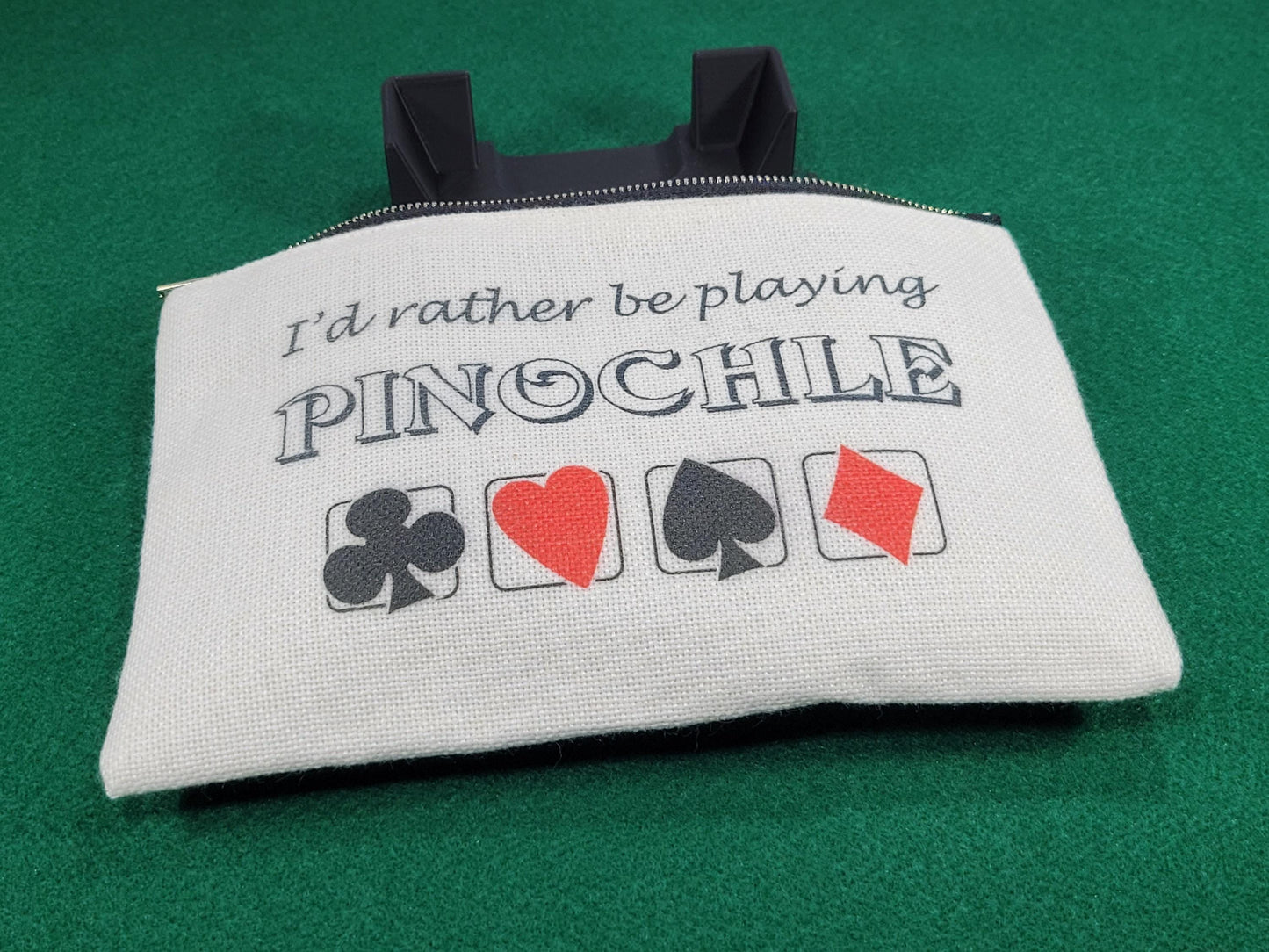 I'd Rather be Playing Pinochle, Linen Zipper Pouch: Personalized Card Game Night Bag