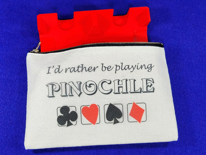I'd Rather be Playing Pinochle, Linen Zipper Pouch: Personalized Card Game Night Bag