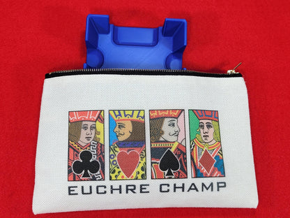 Euchre Jack, Queen or King, Linen Zipper Pouch: Custom Playing Card Night Bag
