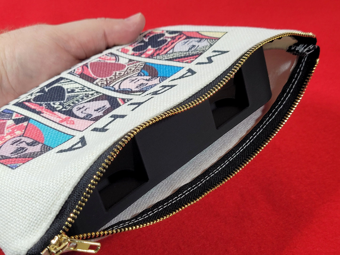 Canasta Queen or King, Linen Zipper Pouch: Custom Playing Card Night Bag