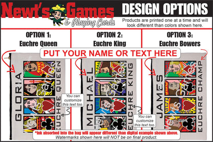 Euchre Jack, Queen or King, Linen Zipper Pouch: Custom Playing Card Night Bag