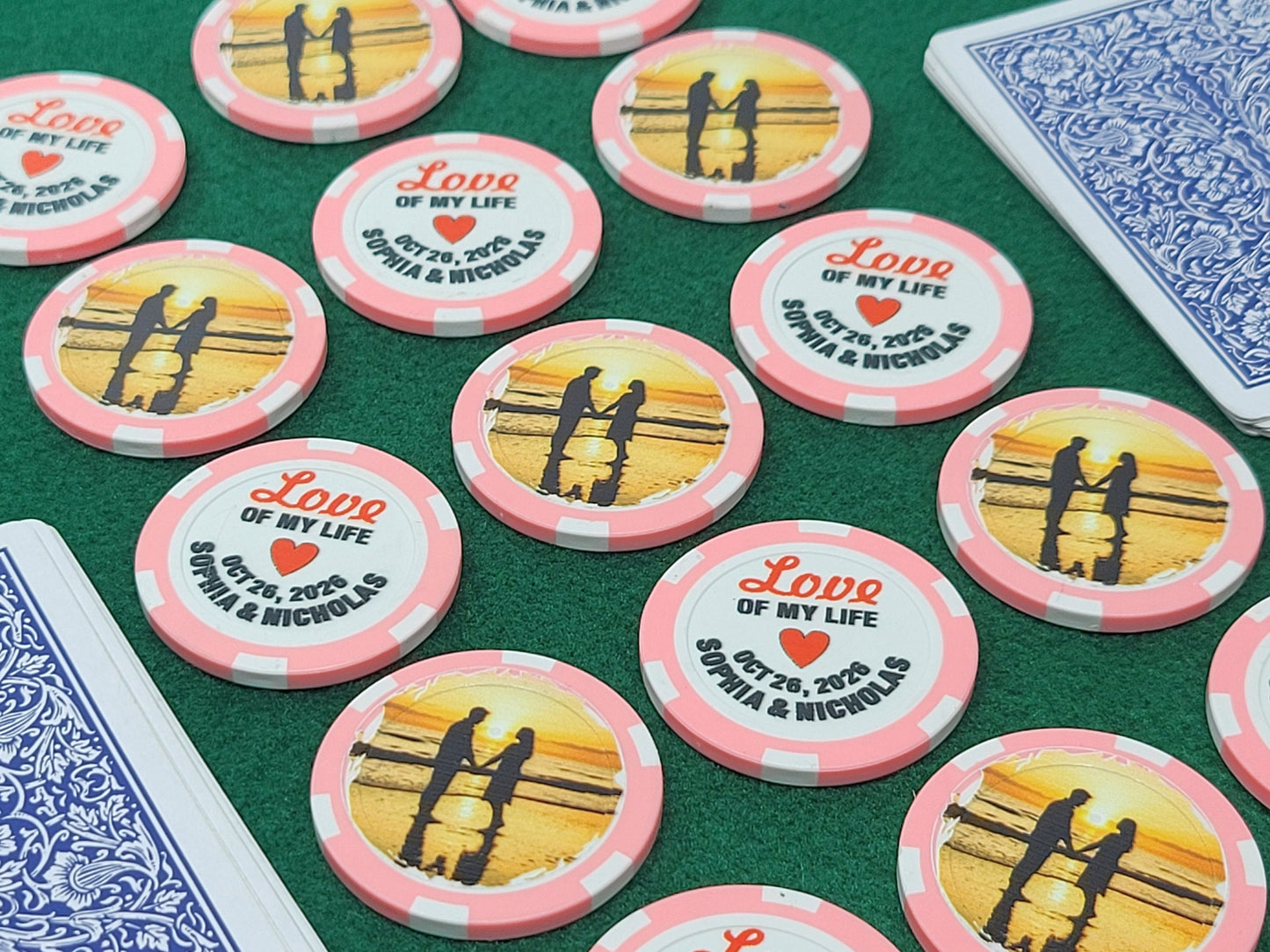 Personalized Wedding Poker Chips: Photo Engagement Announcement - Pack of 12
