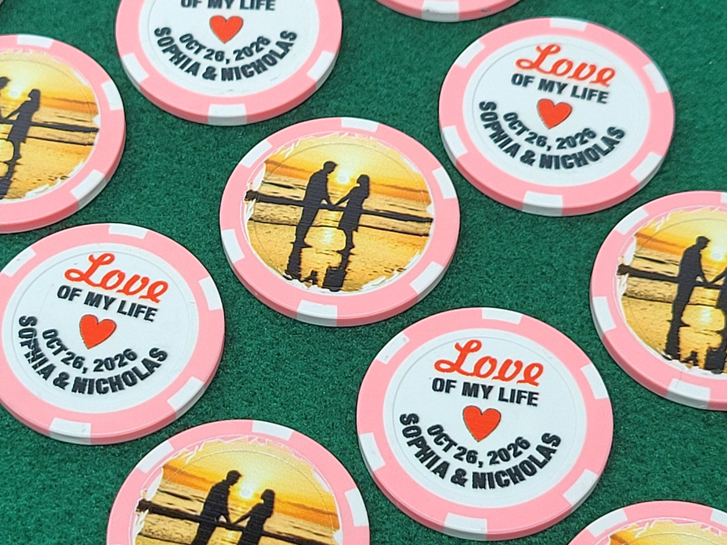 Personalized Wedding Poker Chips: Photo Engagement Announcement - Pack of 12