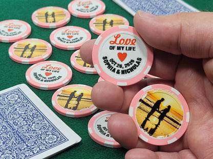 Personalized Wedding Poker Chips: Photo Engagement Announcement - Pack of 12