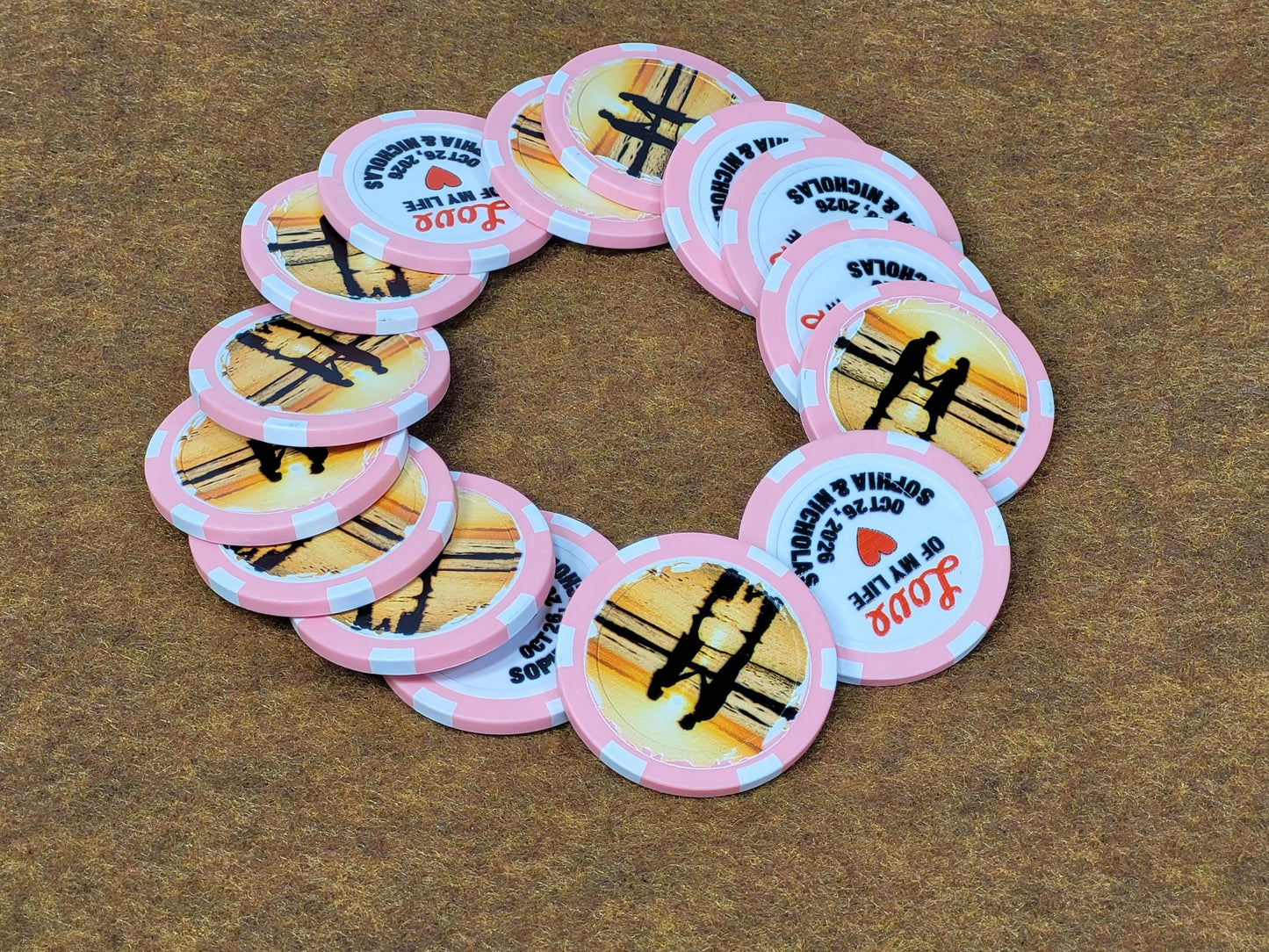 Personalized Wedding Poker Chips: Photo Engagement Announcement - Pack of 12