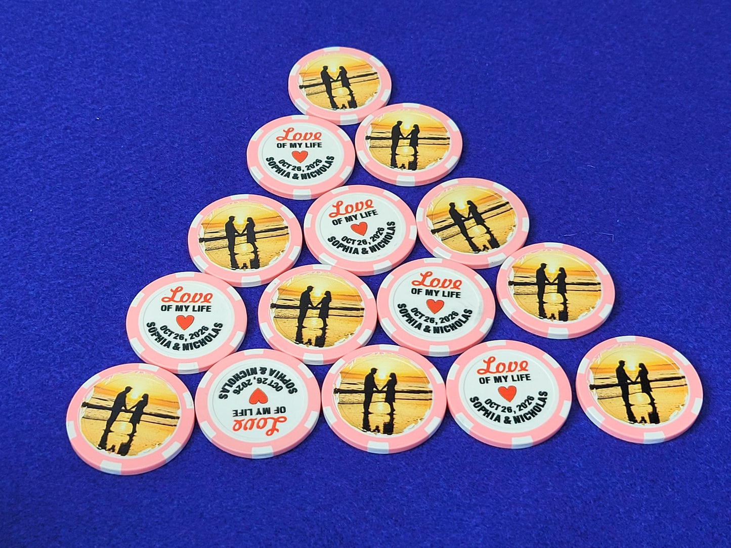 Personalized Wedding Poker Chips: Photo Engagement Announcement - Pack of 12