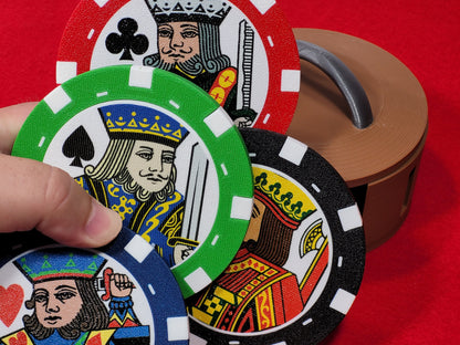 Casino Poker Chip Coasters: Playing Card - Jacks, Queens, Kings