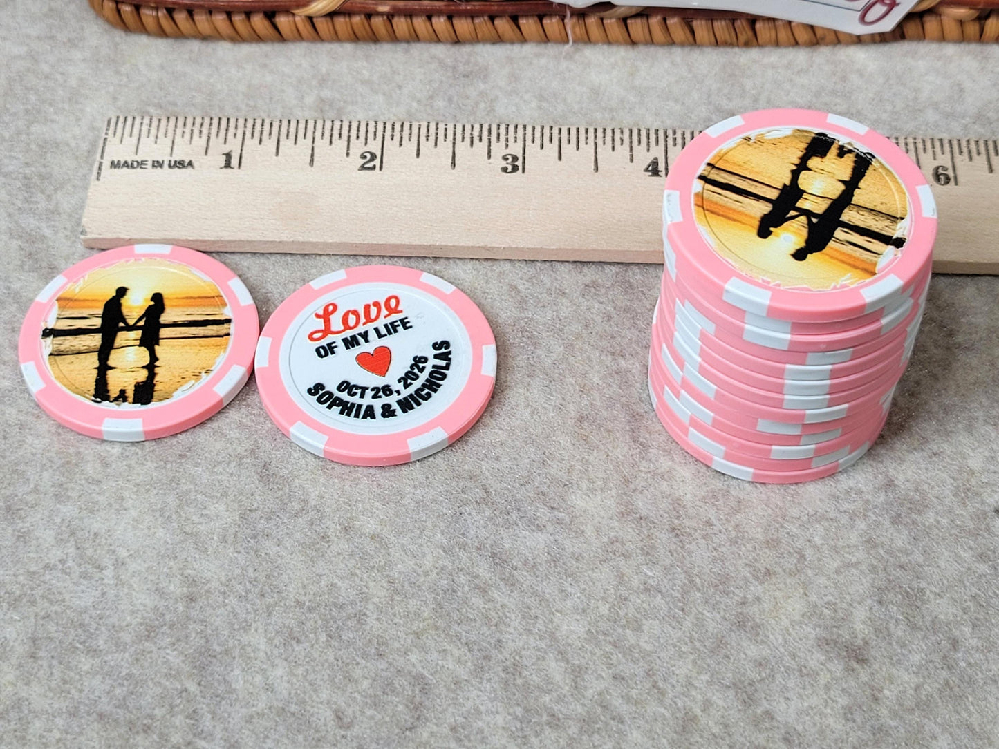 Personalized Wedding Poker Chips: Photo Engagement Announcement - Pack of 12