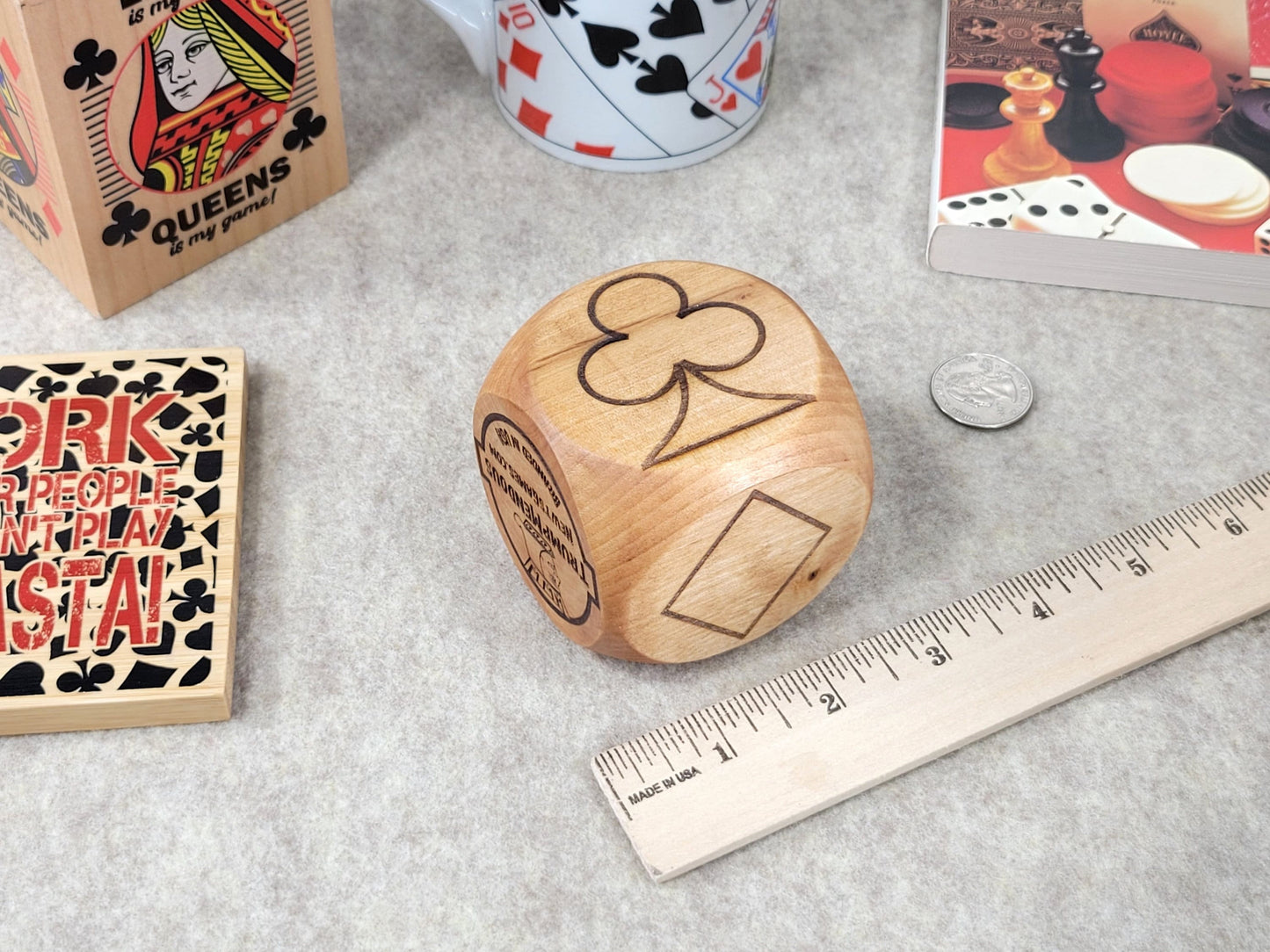 Engraved Wood Trump Marker: Minimalist Wild West Poker Decor