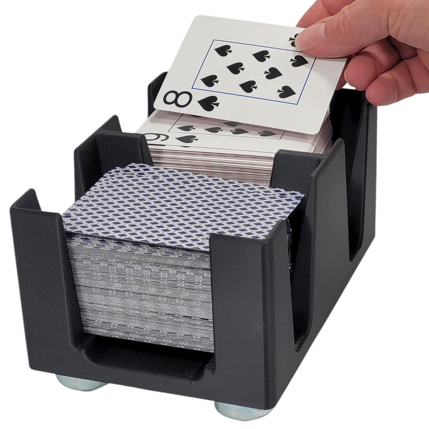 Gliding Playing Card Tray: Heavy duty nylon balls help it slide across surfaces for card games - Updated Design!
