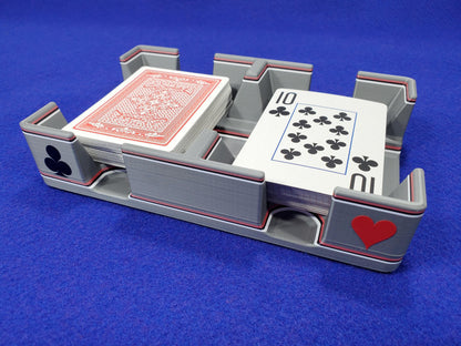 Vintage Silver Playing Card Tray, suited designed for 2 decks - US Made (Ritzy Design)