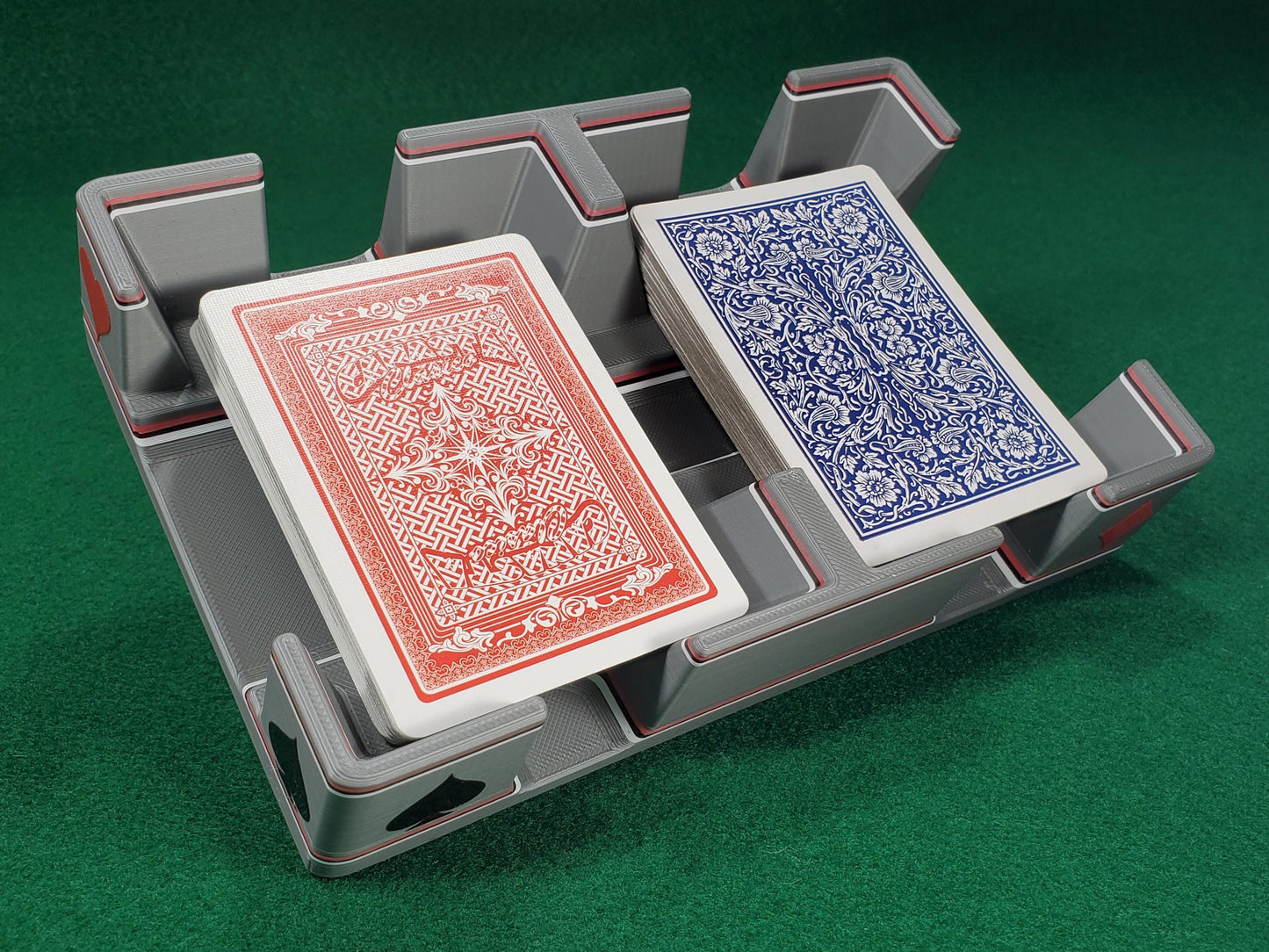 Vintage Silver Playing Card Tray, suited designed for 2 decks - US Made (Ritzy Design)