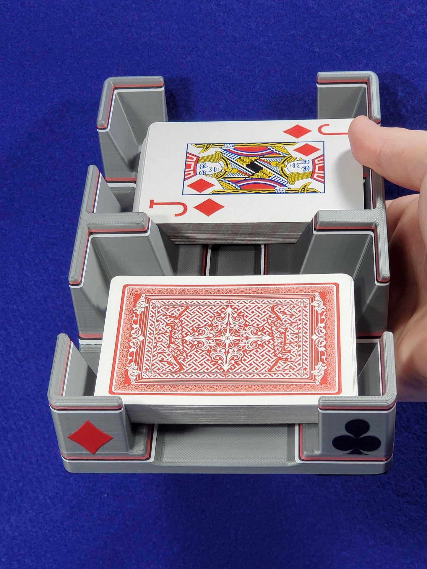 Vintage Silver Playing Card Tray, suited designed for 2 decks - US Made (Ritzy Design)