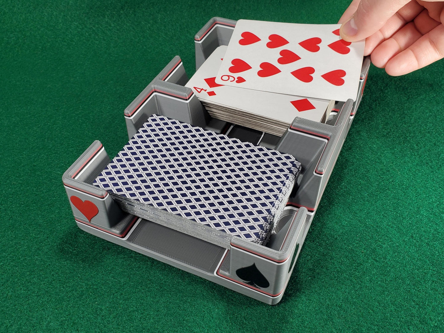 Vintage Silver Playing Card Tray, suited designed for 2 decks - US Made (Ritzy Design)
