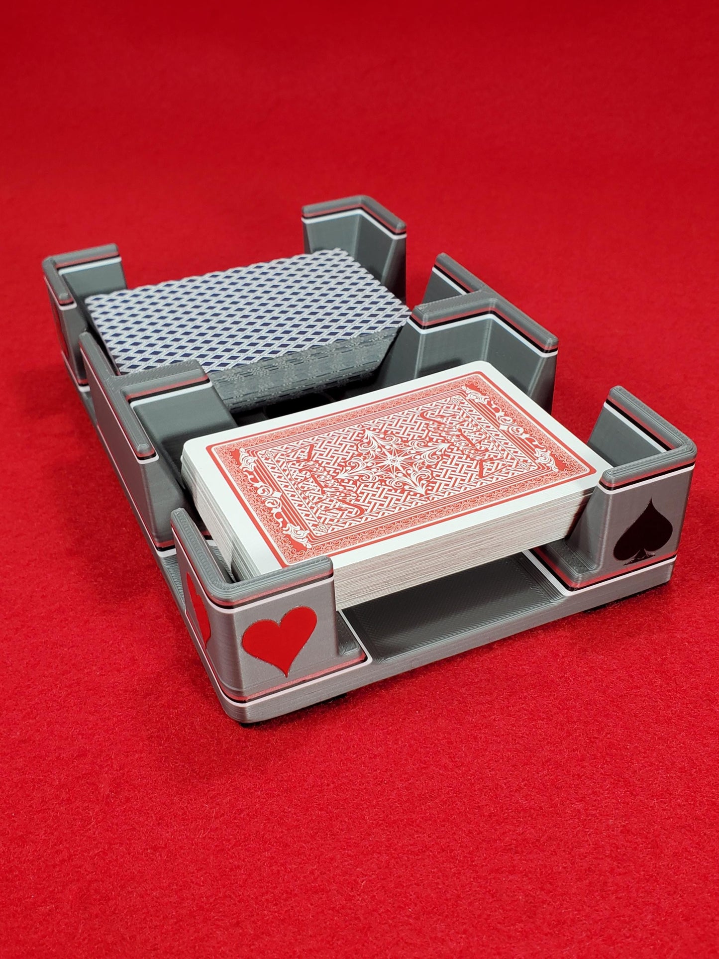 Vintage Silver Playing Card Tray, suited designed for 2 decks - US Made (Ritzy Design)