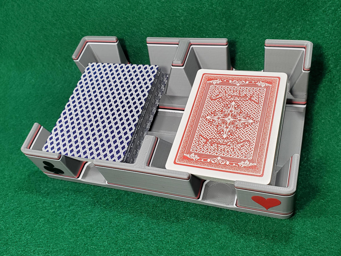 Vintage Silver Playing Card Tray, suited designed for 2 decks - US Made (Ritzy Design)