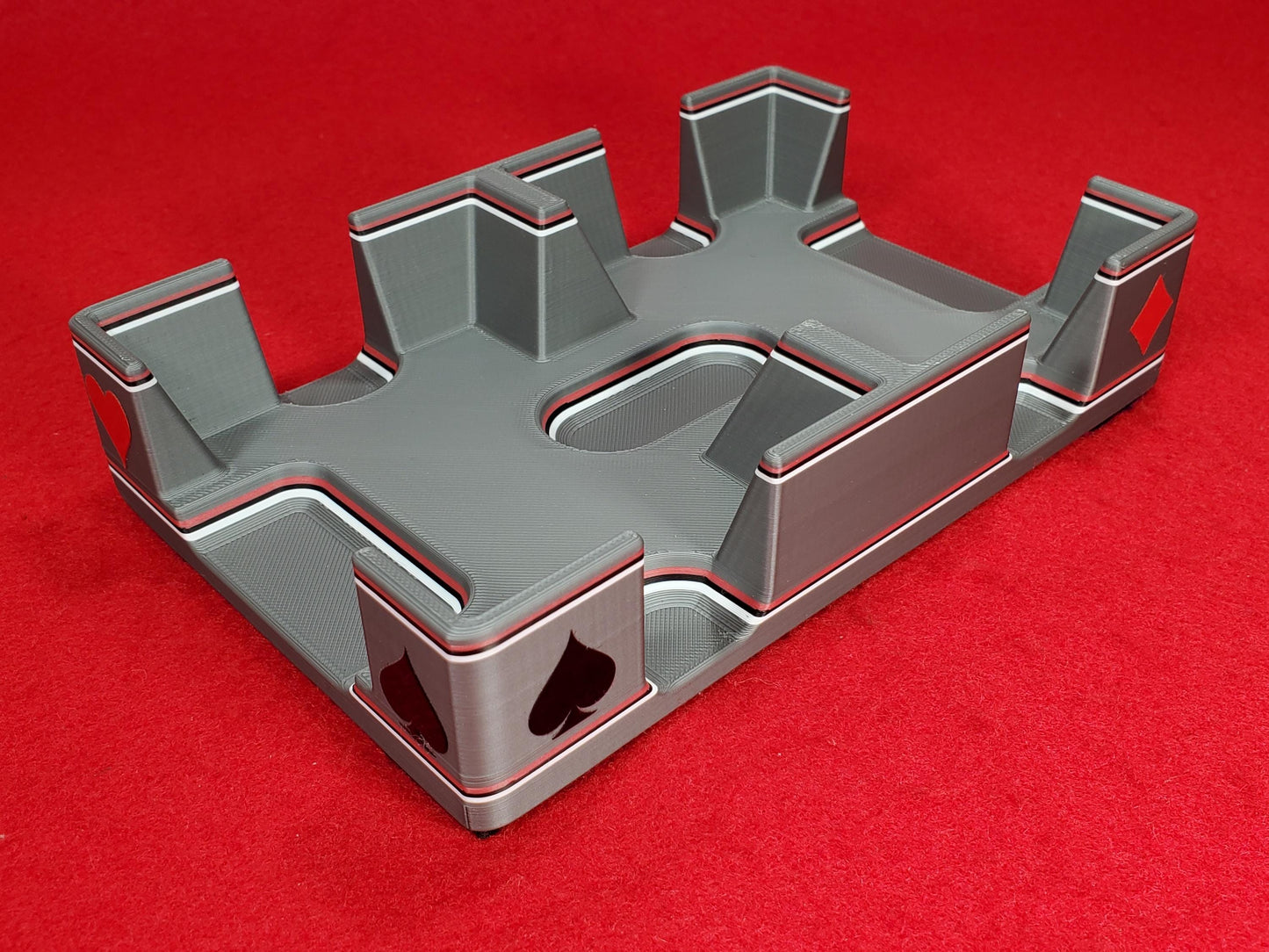 Vintage Silver Playing Card Tray, suited designed for 2 decks - US Made (Ritzy Design)