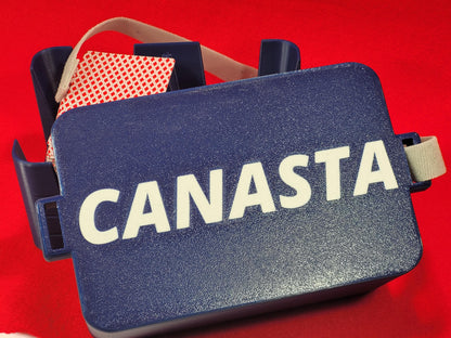 Canasta 6-Deck Playing Card Tray with Cover: Personalized portable travel case for card storage