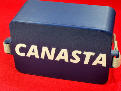 Canasta 6-Deck Playing Card Tray with Cover: Personalized portable travel case for card storage