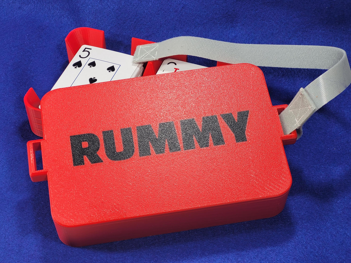 Rummy 2-Deck Playing Card Tray with Cover: Personalized portable travel case for card storage