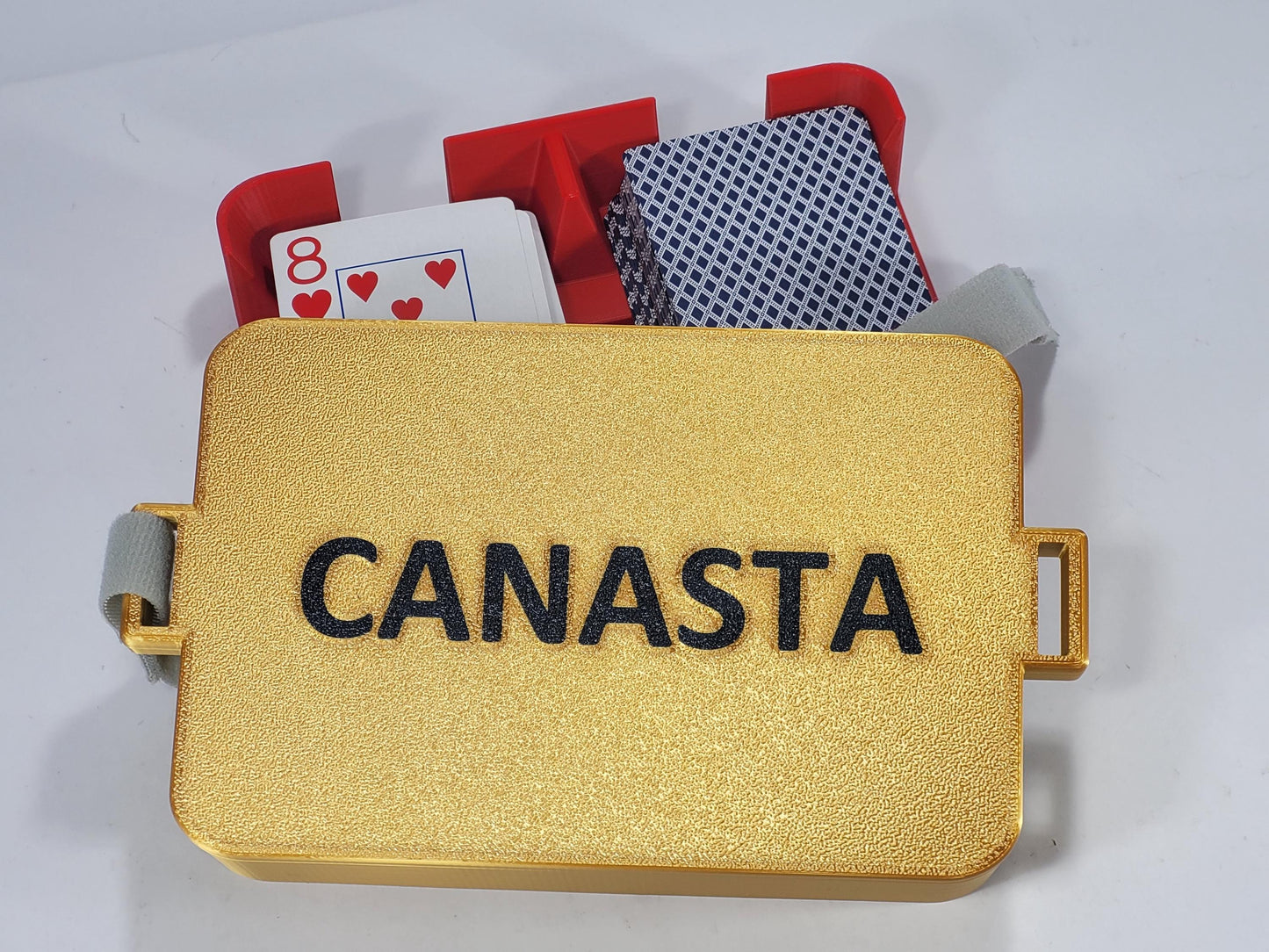 Rummy 2-Deck Playing Card Tray with Cover: Personalized portable travel case for card storage
