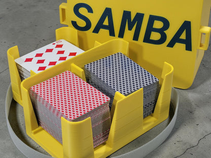 Samba or Hand & Foot 9-Deck Playing Card Tray with Cover: Personalized portable travel case for card storage