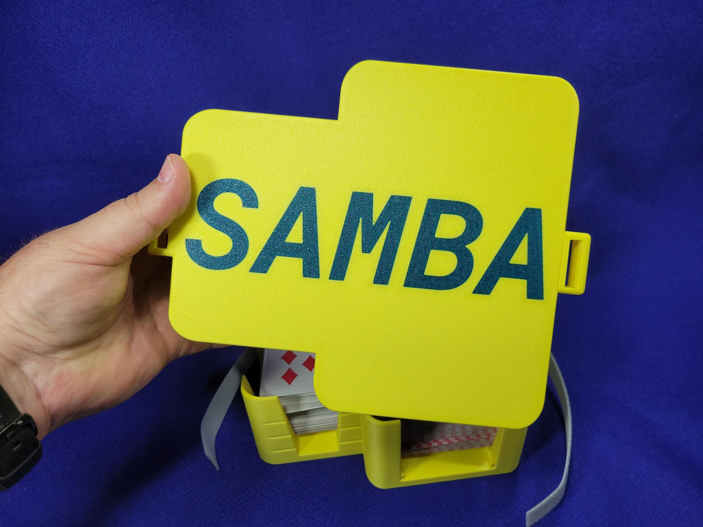 Samba or Hand & Foot 9-Deck Playing Card Tray with Cover: Personalized portable travel case for card storage