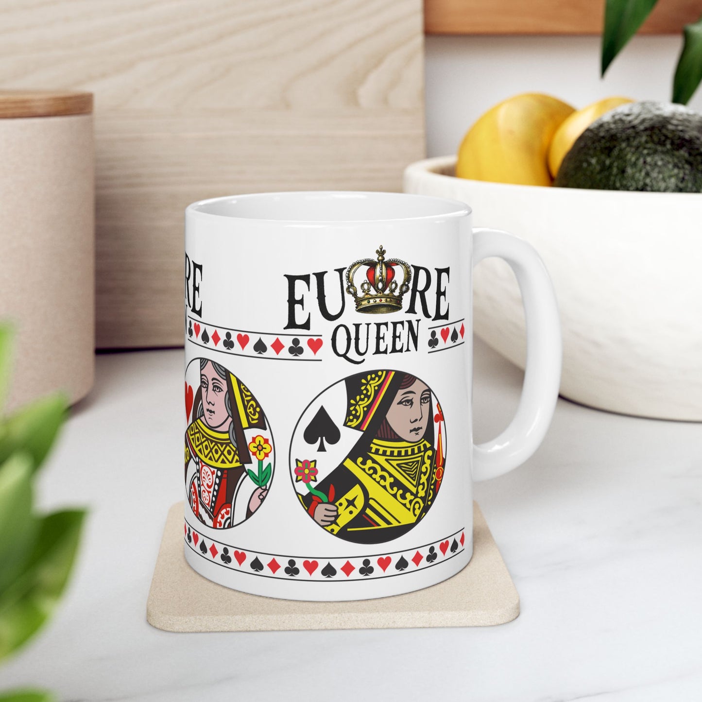 Euchre Queen Mug | Playing Card Queen design, Ceramic Mug