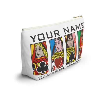 Canasta Queen Accessory Pouch, Playing Cards Design | T-bottom zipper pouch
