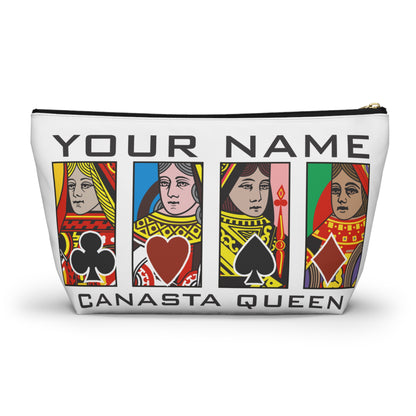 Canasta Queen Accessory Pouch, Playing Cards Design | T-bottom zipper pouch