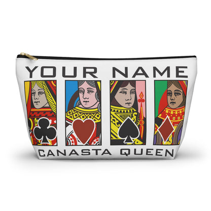 Canasta Queen Accessory Pouch, Playing Cards Design | T-bottom zipper pouch