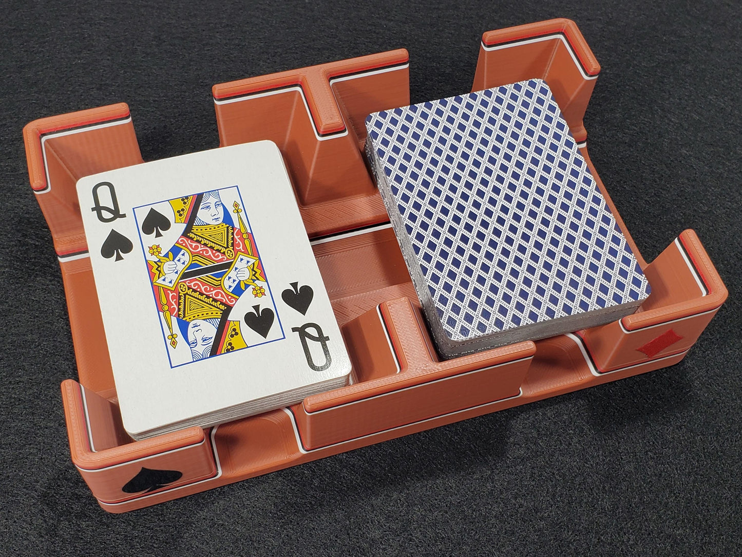 Steampunk Copper Playing Card Tray, suited designed for 2 decks - US Made (Ritzy Design)