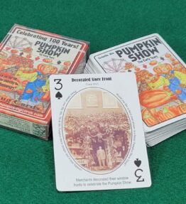 100th anniversary Pumpkin Show cards showing 3 of spades