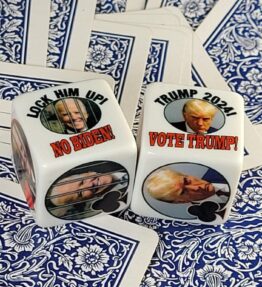 Pro President Donald Trump, Fear the Man "Mugshot" trump markers - Political Whatabe trump dice for card games like euchre, pinochle, bridge