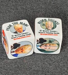 Pro President Donald Trump, Fear the Man "Mugshot" trump markers - Political Whatabe trump dice for card games like euchre, pinochle, bridge