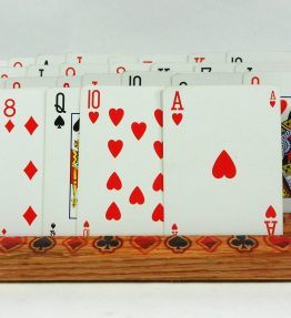 Suited Oak 4 Tier (or Slot) Wooden Playing Card Holder - Includes Two Holders - Made in USA