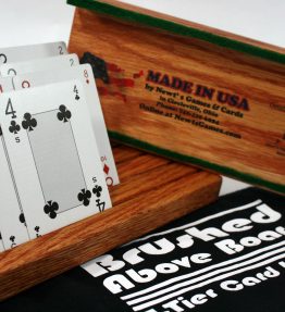 Brushed Above Board Oak 4-Tier Playing Card Holder Inside a Flannel Pouch - Includes Two Holders