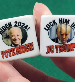 Pro President Joe Biden, Let's Finish the Job Trump "Mugshot" - Political Whatabe trump dice for card games like euchre, pinochle, bridge