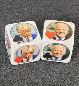 Pro President Joe Biden, Let's Finish the Job Trump "Mugshot" - Political Whatabe trump dice for card games like euchre, pinochle, bridge