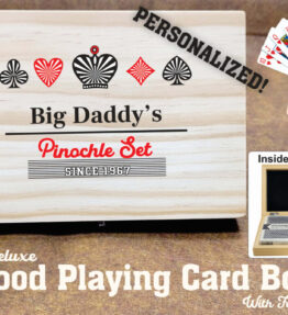 Personalized Pinochle Player, Wood Playing Card Box - Striped Royalty 