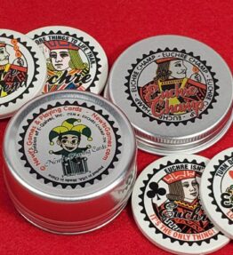 68d5a9b48fd207988794fd7e.jpg Euchre Champ Ceramic Poker Chips: Euchre Player Gift in Tin