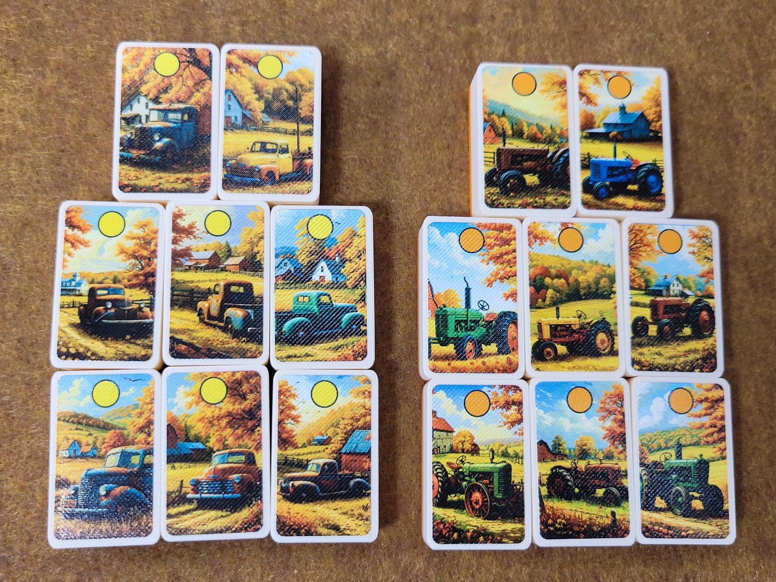 Trucks and Tractors Mahjong Tile Game: Seaside Escape, Farm Theme - Made in USA