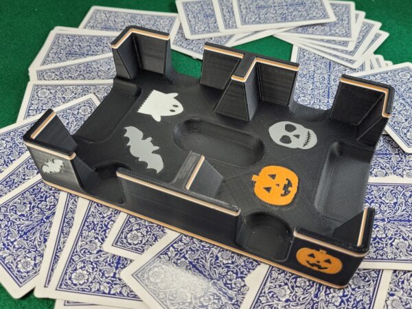 Halloween Playing Card Tray: US-Made Plastic Caddy with Felt Bottom